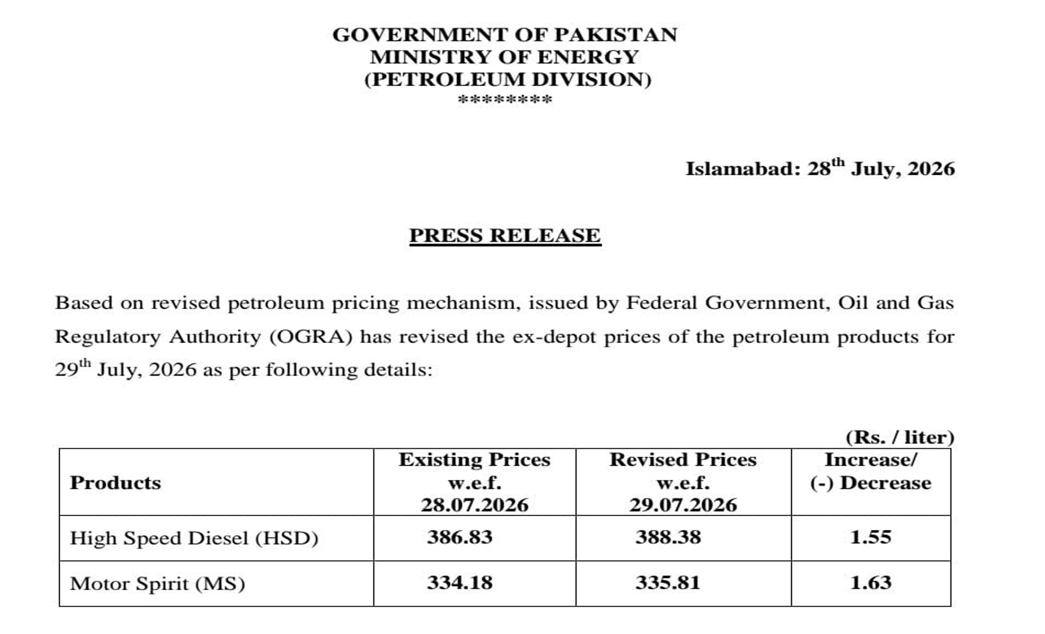 پٹرول نوٹیفکیشن